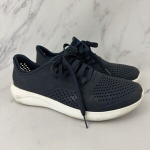 Crocs Lite Ride Womens Sneakers Size 10 Mens 7 Navy Blue White Lace Up Rubber